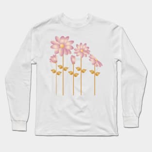 Floral background with vintage  flowers Long Sleeve T-Shirt